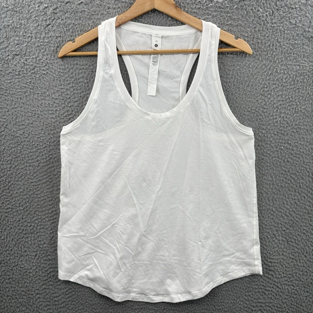 Lululemon Love Tank Top Women 10 White Pima Cotton Racerback Athletic